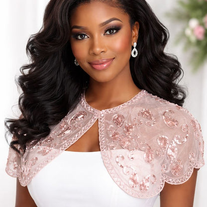 Rose Gold Sequin Lace Capelet
